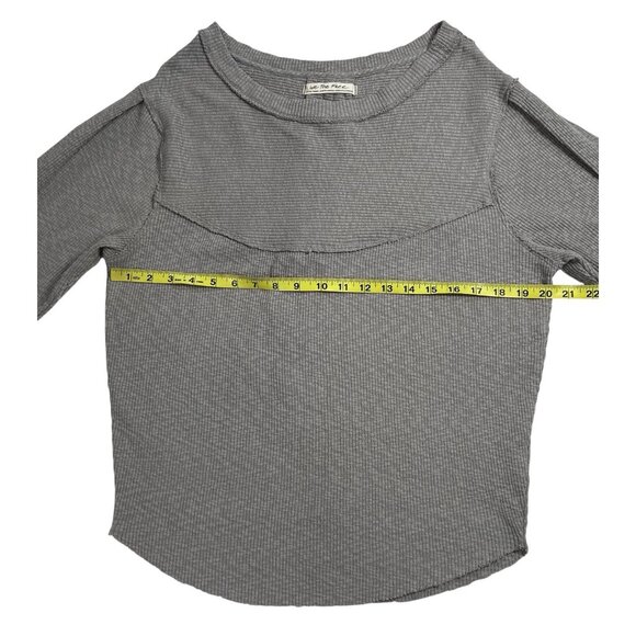 We The free people Sweatshirt Thermal Gray Ribbed Knit Size XS Buffy Sleeves - Picture 7 of 10
